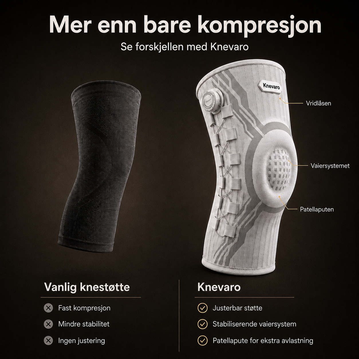 Knevaro – Avlast kneet. Beveg deg friere